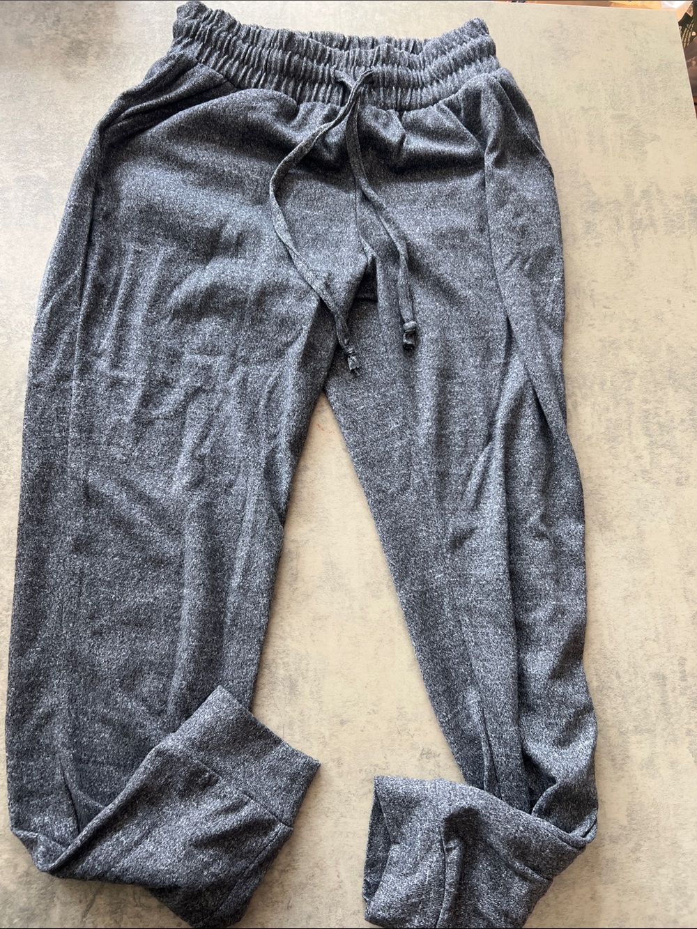 WoMen's Charcoal Grey Knit Jogger Pants - Casual Drawstring Lounge Pants